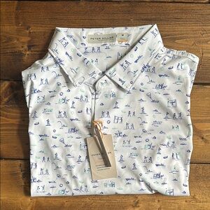 Peter Millar White Golf Print Polo Shirt